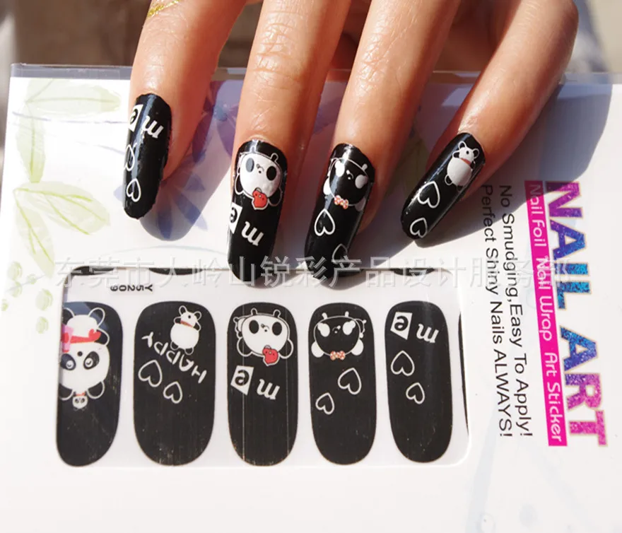 

Nails Art Cut Cartoon Panda Sticker Manicure Decor Tools Cover Design Nail Sticker Nail Wraps Decals