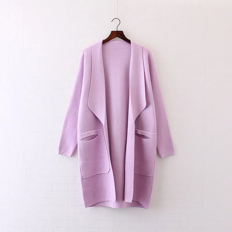 Largo gris Otoño Ol Cardigan Suéter Traje Y Collar Sueltan Suéteres De Sólido verde 2018 Invierno rosado Negro rojo Ropa Mujeres Nuevas TwvTCq