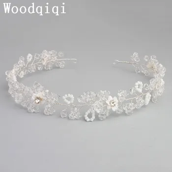 

Woodqiqi Bridal Tiara Wedding Hairpiece Rhinestone Crystal headband Bridal hair piece