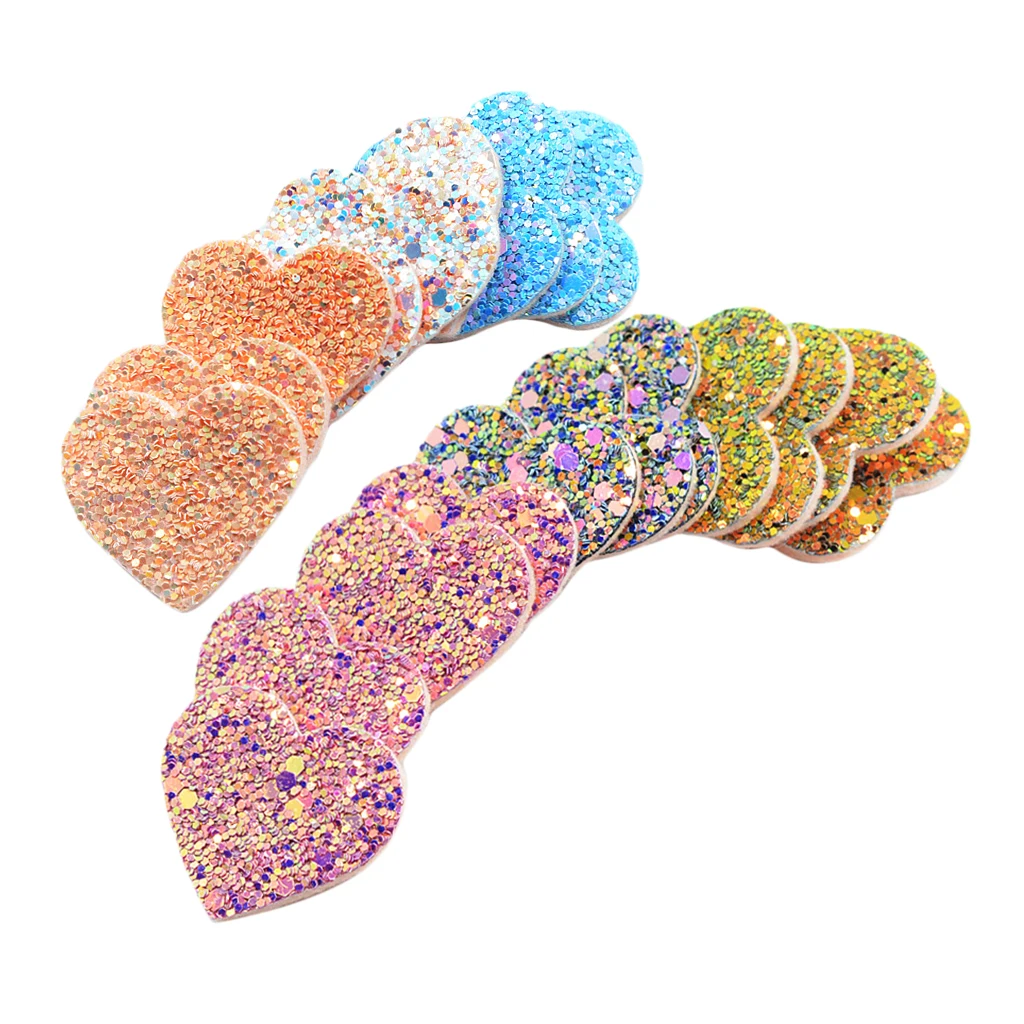 20x Padded Felt Heart W Sequin Appliques Embellishment Craft For Card Making