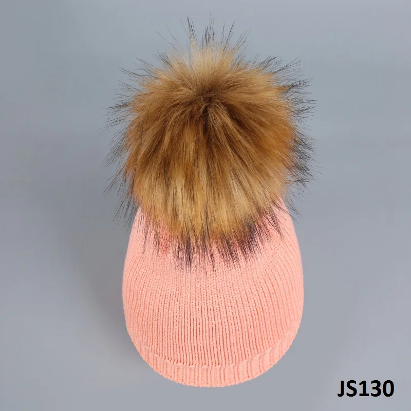 Girita, женская зимняя вязаная шапка, шапки для женщин и девочек, флисовые вязанные шапочки, шапка с помпоном, меховая женская теплая шапка s - Цвет: Orange Pink