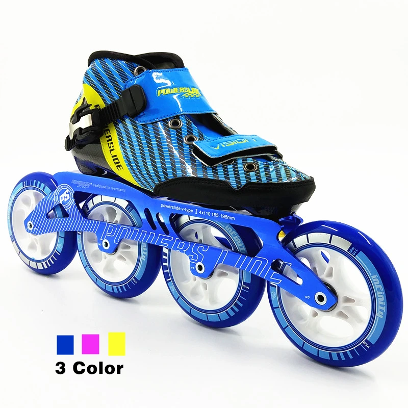 المهنية جديد 4 عجلات مضمنة سرعة التزلج الأحذية المهنية الكبار الطفل 110 ملليمتر التزلج عجلات تزلج أحذية للرجال النساء