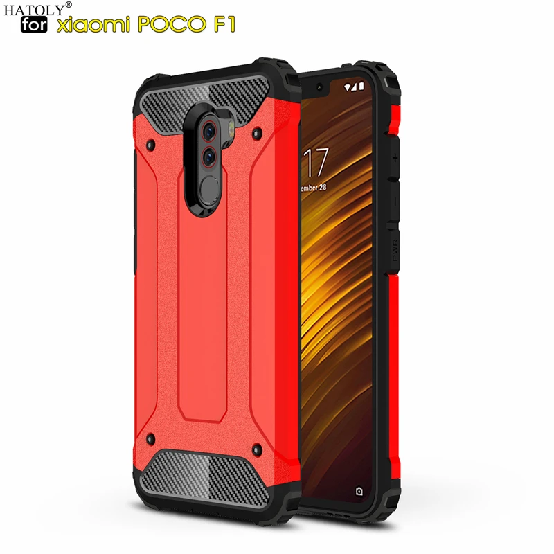 HATOLY Coque Xiao mi Pocophone F1 чехол mi Little F1 Тяжелая Броня тонкий жесткий резиновый чехол силиконовый чехол для Xiao mi Pocophone F1 6,2" - Цвет: Red