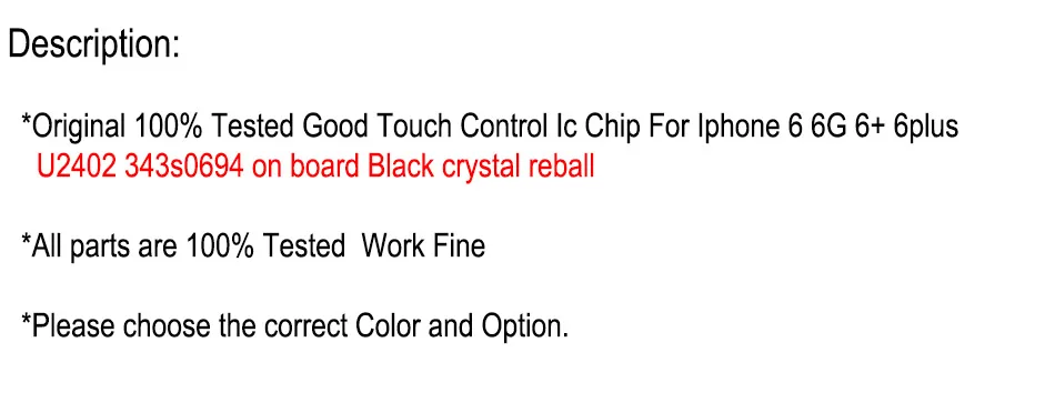 An'Z протестированный хороший U2402 343s0694 сенсорный чип управления IC для Iphone 6 6G 6+ 6plus на плате черный кристалл reball