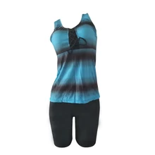 Новинка, высокая талия, раздельный, большой размер, купальник в полоску, два цвета, градиентный принт, пляжный купальник, костюм