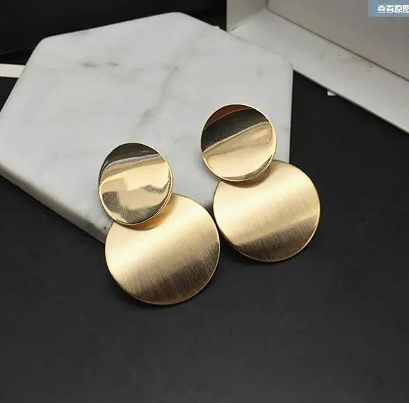 2018 новый дизайн модные украшения золотые металлические серьги-капли двойные