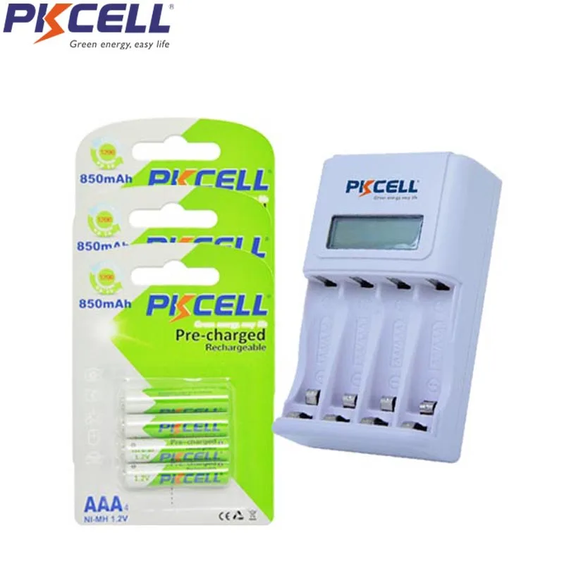 

Battery Charger LCD Display For 2 To 4Pcs AA AAA NIMH Rechargeable Battery and 12Pcs 850mAh 1.2v Precharged LSD Batteria