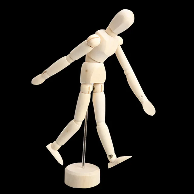 Wooden Male Artist Manikin Jointed Mannequin Hand Blockhead Puppet 4.5/5.5/8 inch Art Sketch Draw Action Toy Figures metal 1