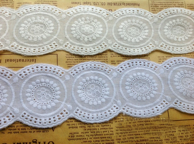 

5 yard/lot width 6.2cm 2.44" bleach white/ivory fabric cotton embroidery lace trim DIY Garment Accessories 300528L4K303