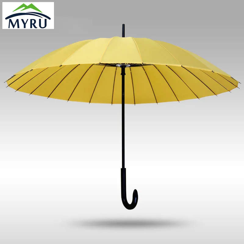 Top quality 24 ribs Windproof Wooden umbrella carbon fiber golf umbrella with Lightning