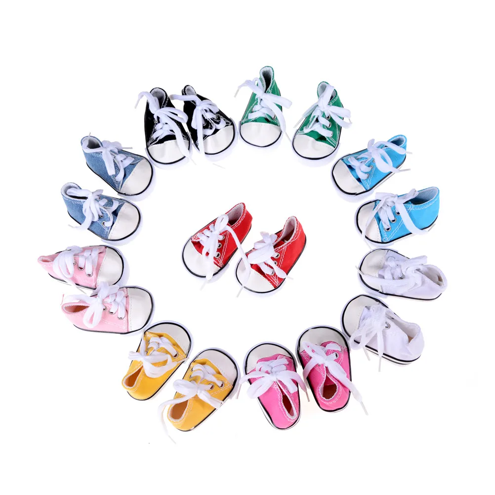 

9 Colors Doll Casual Lace Up Canvas Sneakers Shoes for Girl Dolls 18'' Clothing Dress Up Accessories 1Pair