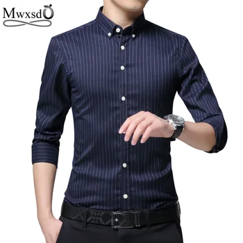 

Mwxsd brand Men Striped Dress Shirt Formal Fashion Long Sleeve Business Men Casual Shirt Regular Fit Plus Size 4xl 5XL
