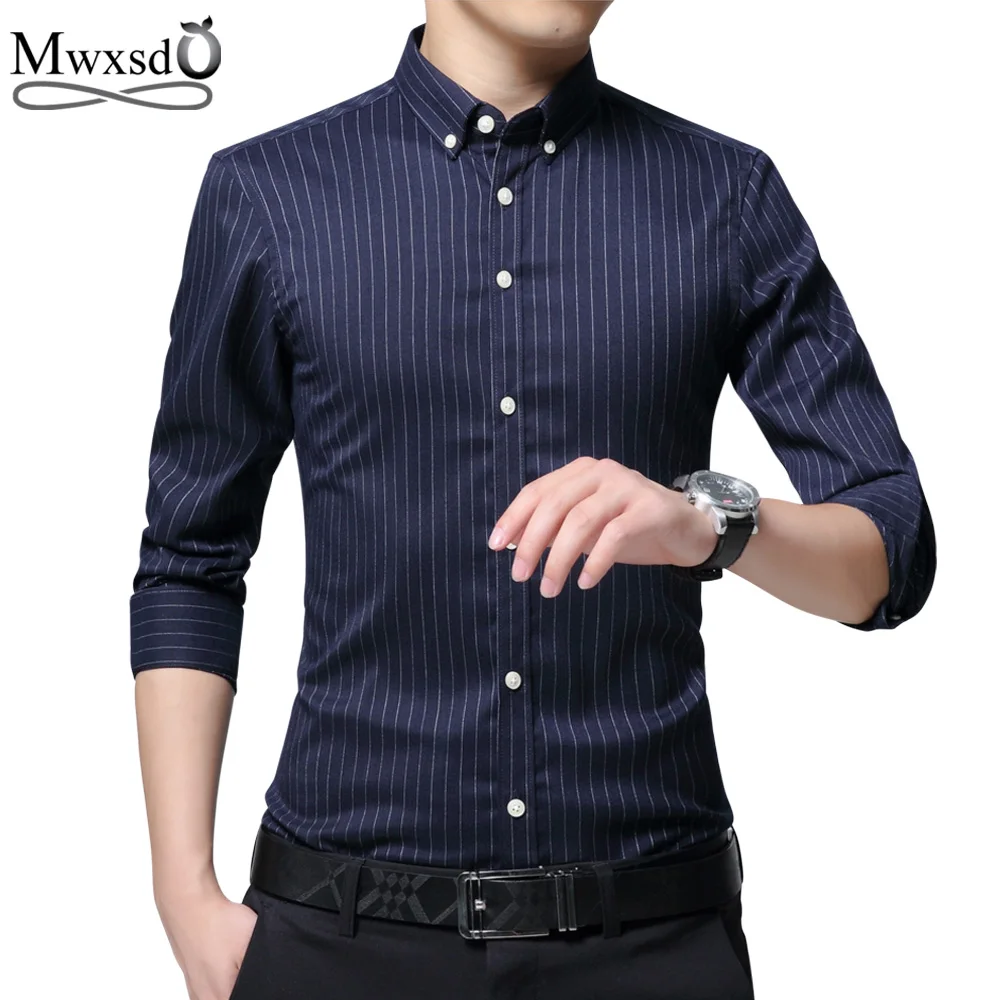 Acheter Mwxsd marque Hommes Rayé Robe Chemise Formelle De Mode À Manches Longues Hommes D affaires Chemise Décontractée Régulière Fit Plus Taille 4xl 5XL