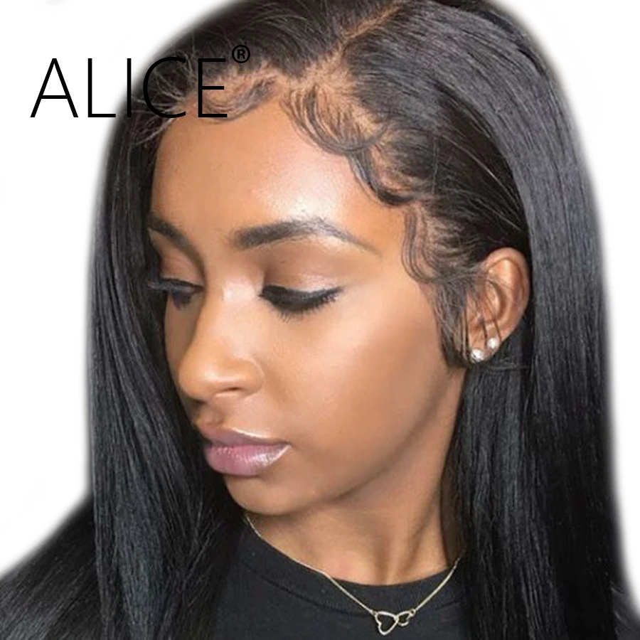

ALICE Straight Lace Front Human Hair Wigs Pre Plucked Brazilian Remy Hair Wig 8"-24" Glueless Lace Front Wigs With Baby Hair