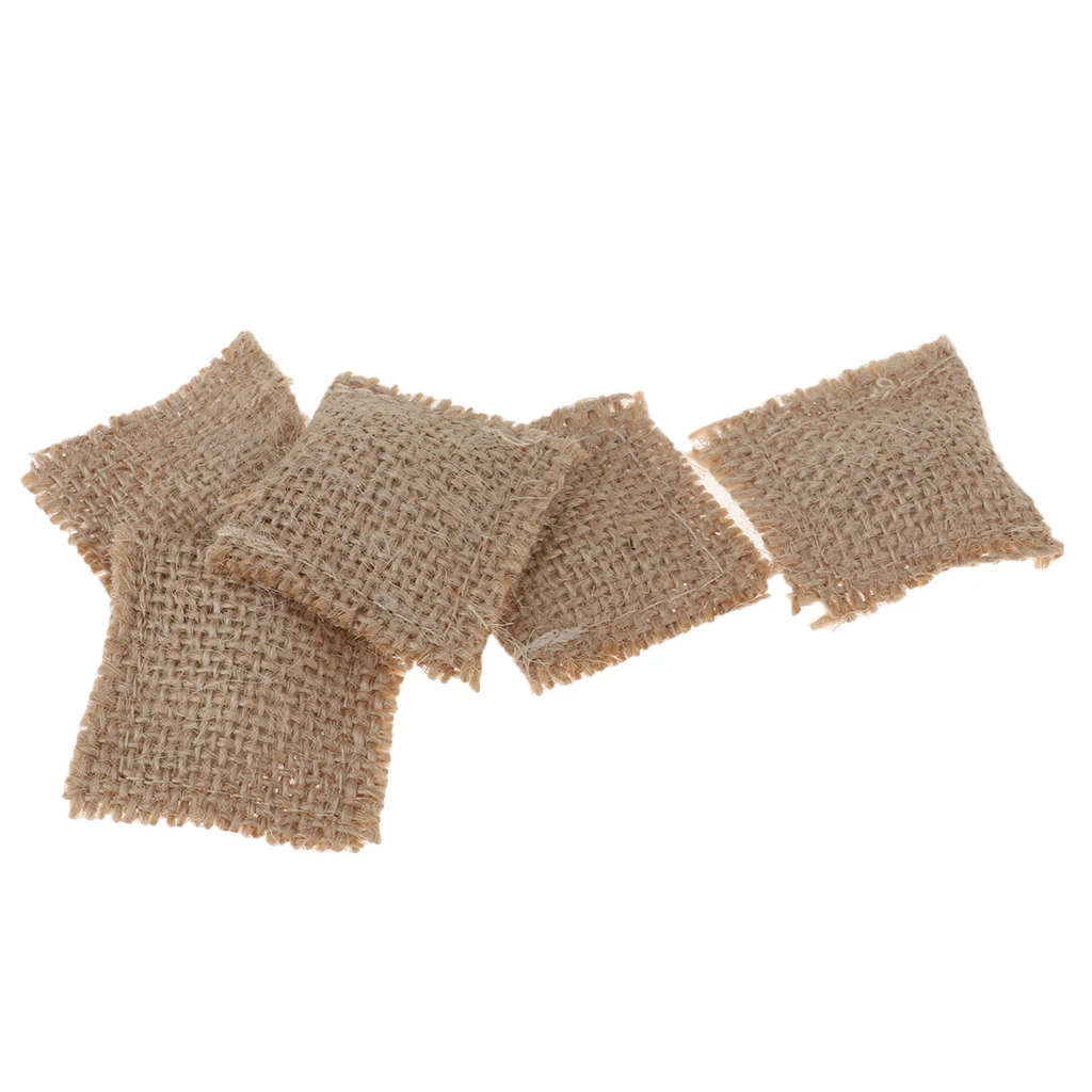 5 Pieces Handmade 1/12 Dollhouse Miniature Sofa Chair Accessories Hessian Cloth Cushions Pillow