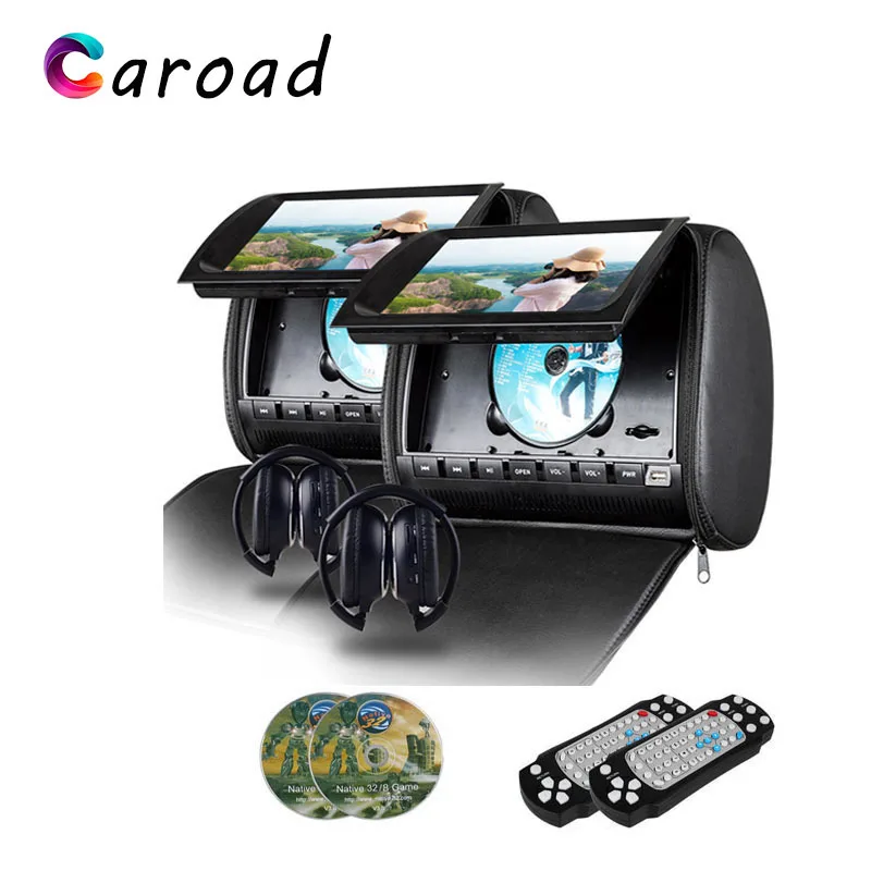 

Headrest Monitor 2PCS 9 Inch TFT LCD Screen DVD Video Player 800x480 With IR FM USB SD Speaker Game Zipper Cover Monitor In Car