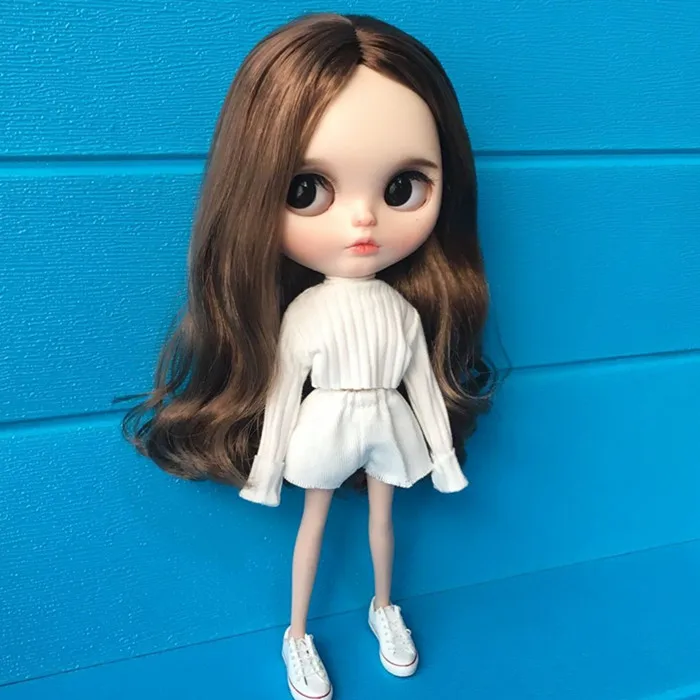 B230 Blyth Doll bjd одежда 30 см 1/6 куклы аксессуары azone длинный рукав белый вязаный Топ со