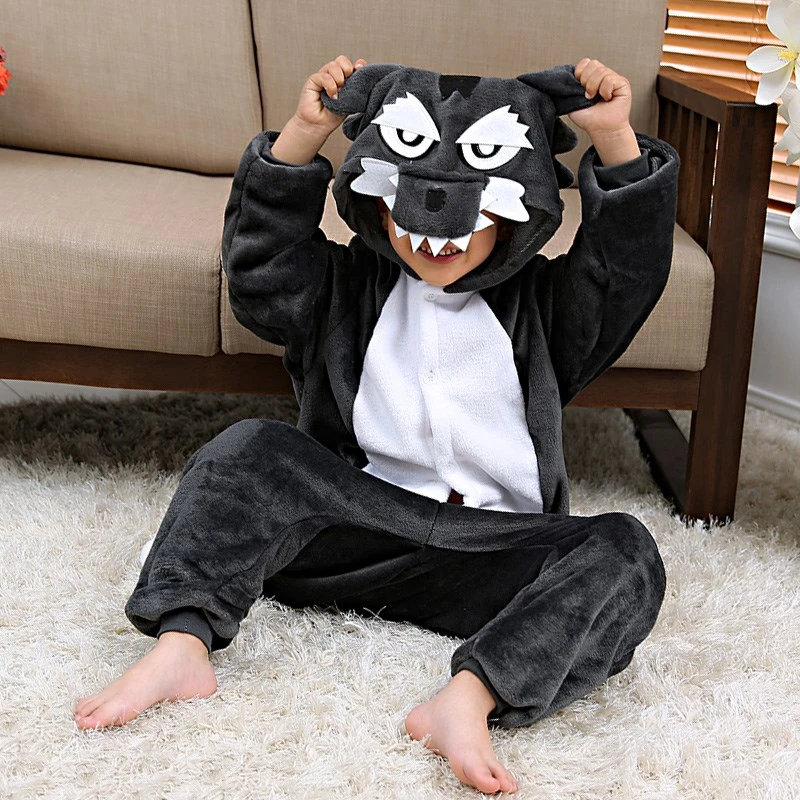 子男の子灰色オオカミパンダ鳥コスプレワンピースパジャマキッズベビーガールズ冬パジャマハロウィンパーティードレスフード付き衣装 Aliexpress