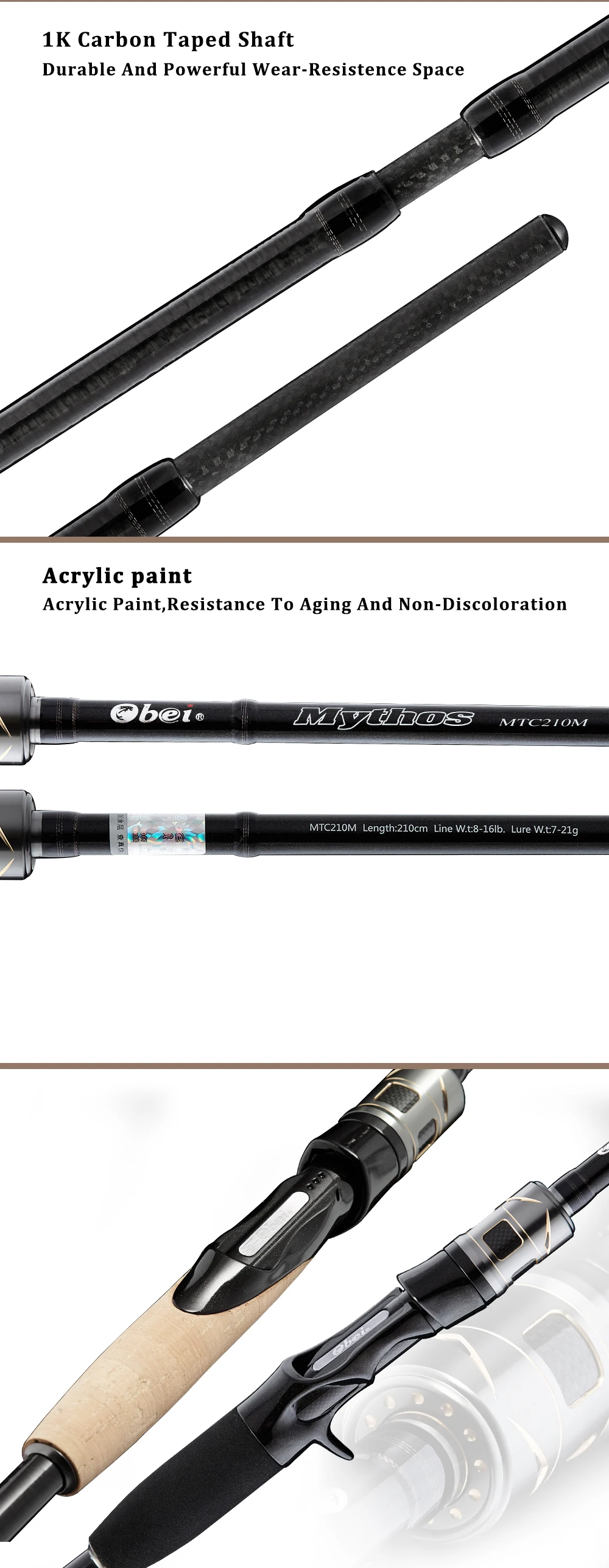 Haste de Fiação com Fuji Anéis de Pesca Obei Mythos Isca Pesca - 2.10 2.40m Fundição Guia Iscas Mar ul m mh Ação Viagens Haste 1.98 8 High Quality Esporte e Lazer