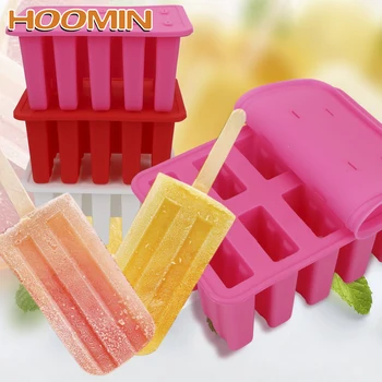

HOOMIN DIY 50 Sticks Ice Cream Cube Tools Pop Lolly Frozen Mold Popsicle Maker Silicone Ice Cream Tubs With Cover Tray Bags