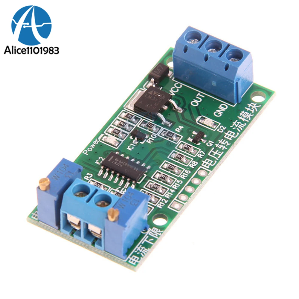 

Linear Conversion Voltage to Current Transmitter Signal Module 0-5V to 4-20mA Power DC 12V~24V Potentiometer Adjustment DIY KIT