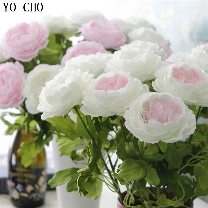 roses artificial peonies flower bouquet home garden decoration wedding party fake flowers  (3)