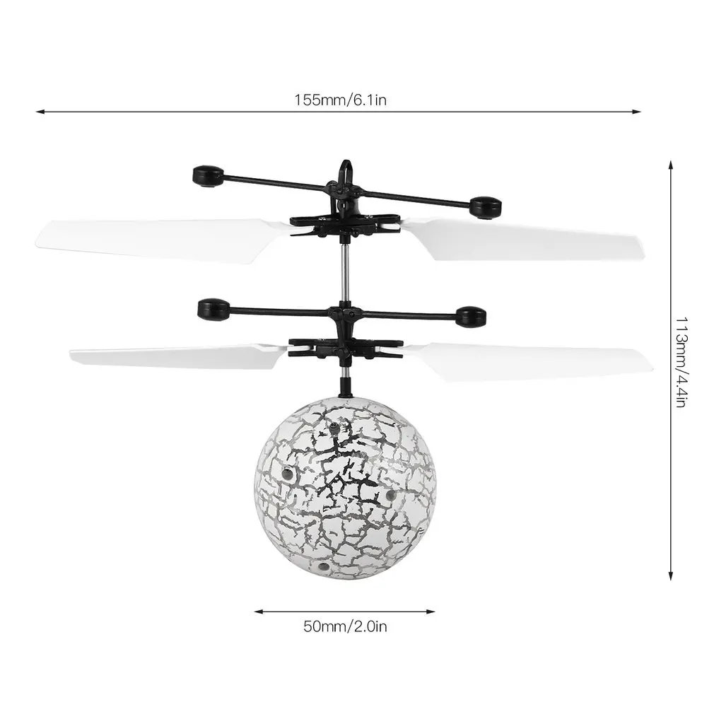 OCDAY Flying Ball Luminous Flight Balls Magic Sensing Crystal Aircraft Light-up Toys for Kids LED Glowing Mini Helicopter
