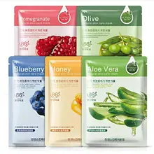 10PCS Anti Wrinkle Face Mask Skin Care Sheet Mask Aloe Honey Olives Pomegranate Facial Mask Moisturizing