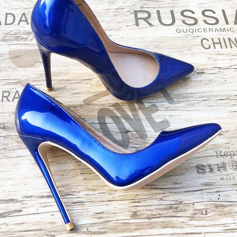 Free shipping fashion women pumps Casua royal blue patent leather
