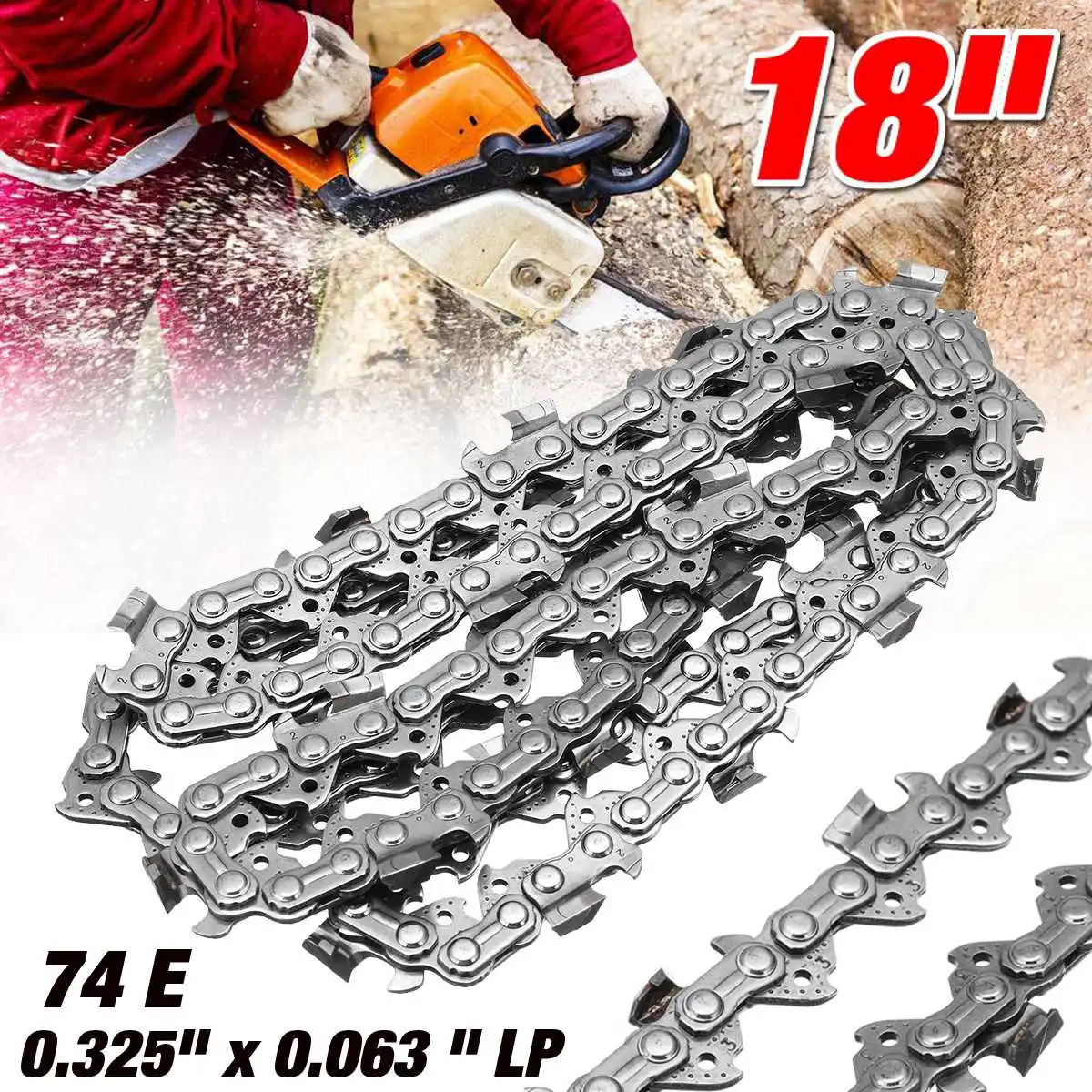 

14/18 inch 52DL/74E Garden Chain Saws Alloy Solid Carbide Chainsaw Chain Link Bar 3/8 x 0.050/0.325" x 0.063 LP Power Tool parts