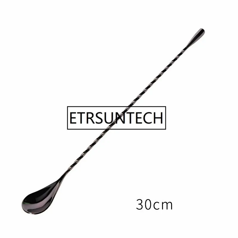 30 см 40 см 50 см из нержавеющей стали смесительная Коктейльная ложка спиральный узор бар чайная ложка мешалка бармена инструменты бармена - Цвет: 30cm Black
