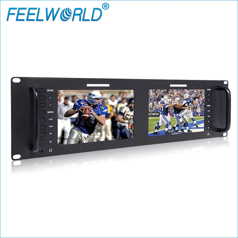 

Dual 7" 3RU IPS 1280x800 Broadcast LCD Rack Mount Monitor 3G-SDI HDMI AV input and output Dual Screen Industrial Monitor D71
