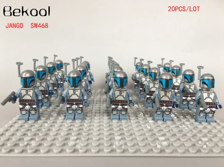 

20pcs/lot STAR WARS Custom Clone trooper Jango Fett with Guns Compatible legoe SW468 Stormtrooper building block Kids toy
