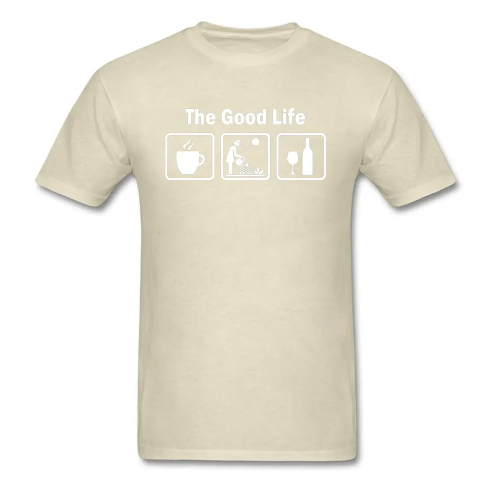 FunnyComics Short Sleeve Tops Shirts Summer New Design Crewneck 100% Cotton T Shirts Man Top T-shirts Printing  Womens Funny Gardening Shirt The Good Life 18 beige