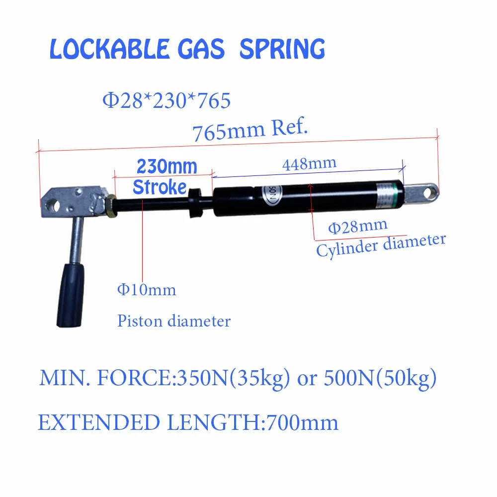 Регулируемая газовая пружина 350N-500N 28X230X700 Запираемая позиция для производства Хирургического Стола офисного кресла автоматический подъёмник двери