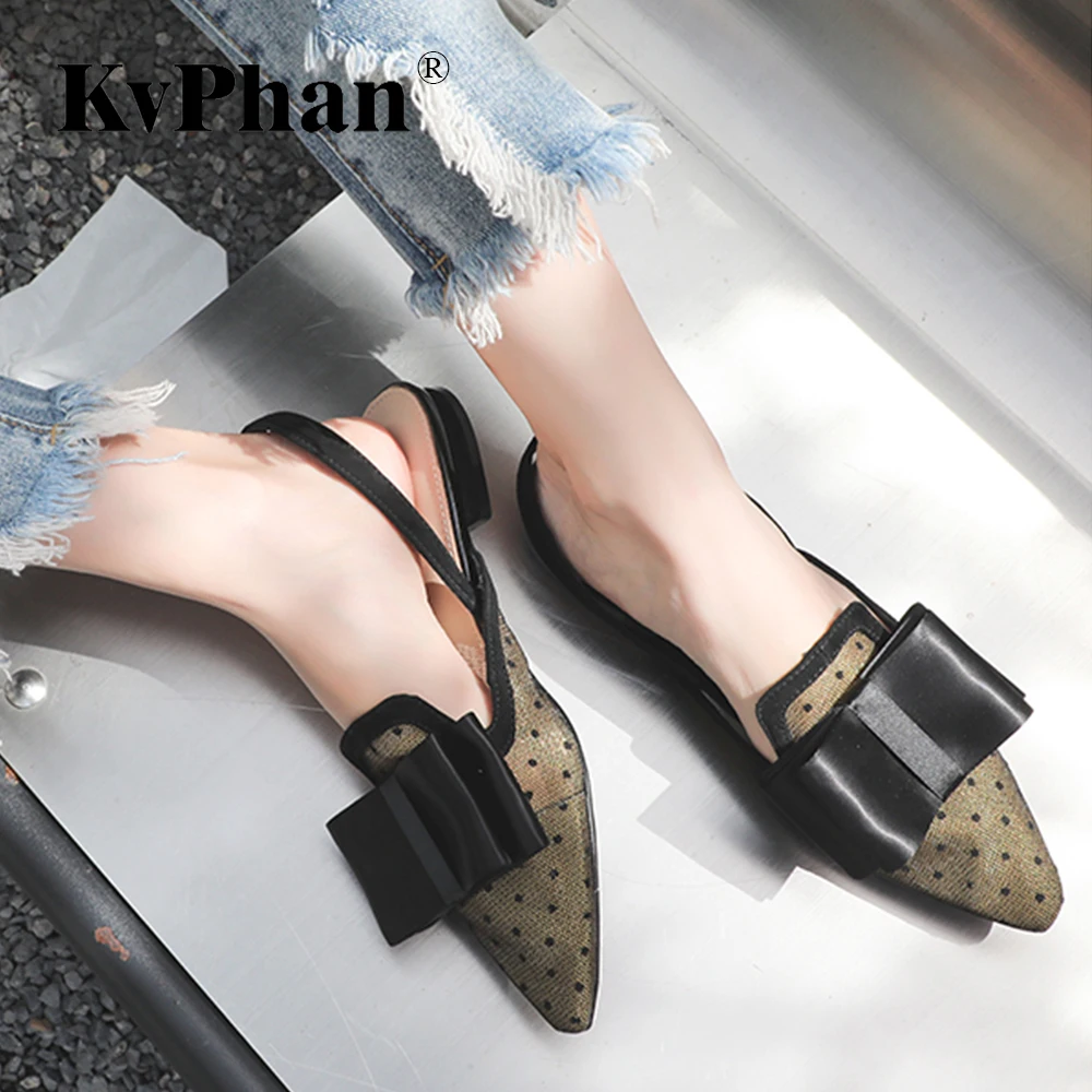 

Women Flat Shoes KvPhan Elegant Slip-on Butterfly-knot Low Heel Summer Gold Shoes for Lady Casual Kid Suede Basic Fashion Shoes