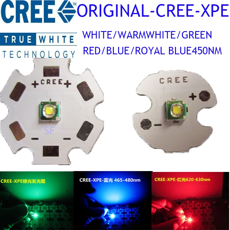 CREE 10 Вт XML T6/10 Вт XML L2/XPE R3 3 Вт/XRE Q5 3 Вт/XTE R5 5 Вт/XPG2 R5 5 Вт/Теплый Холодный белый красный зеленый синий желтый