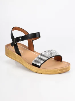 

Black sandals with rhinestone
