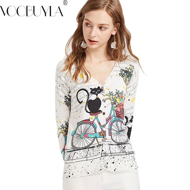 

Voobuyla Spring Knitting Sweater Women Cardiaans 2019 Fashion Small Fresh Keep Warm Sweater Female Open Stitch Long Sleeve Coats