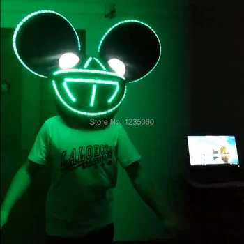 

Colorful light ballroom LED dance costumes dj doll toys dicso party lovely Mouse headwear club catwalk stage cosplay clothes