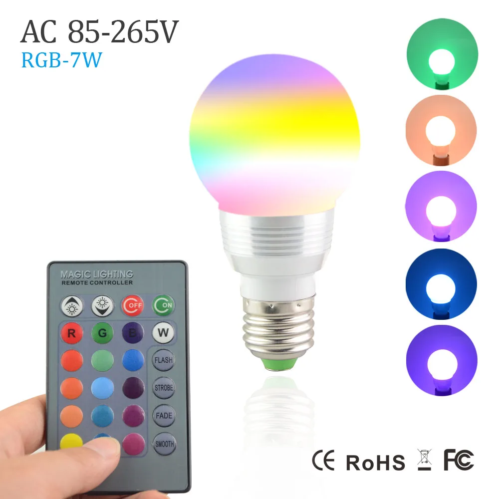 NEW 7W RGB Lampada LED Bulb E27 85 265V RGB LED Lamp E27 220V 110V Spotlight Lamparas LED Light -> Lampada Led Rgb NEW 7W RGB Lampada LED Bulb E27 85 265V RGB LED Lamp E27 220V 110V Spotlight Lamparas LED Light -> Lampada Led Rgb