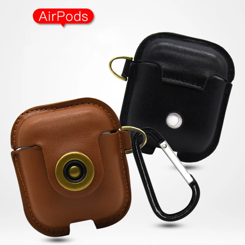 Кожаный чехол для гарнитура airpods Vogue стилизованное покрытие с карабином защитный