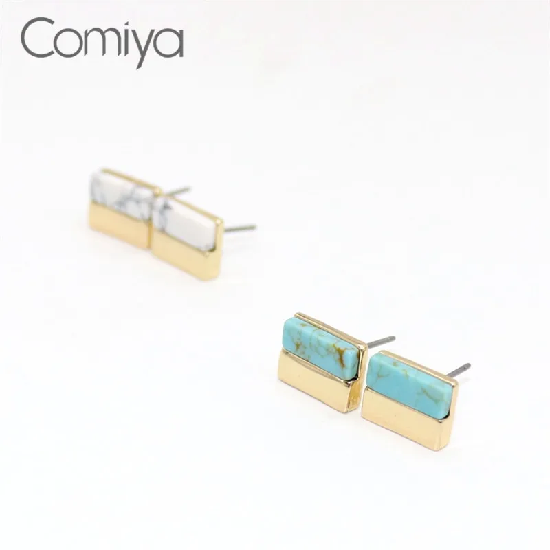 Comiya заявление серьги синий камень мозаика цинковый сплав золота Цвет Boucles d'Oreilles