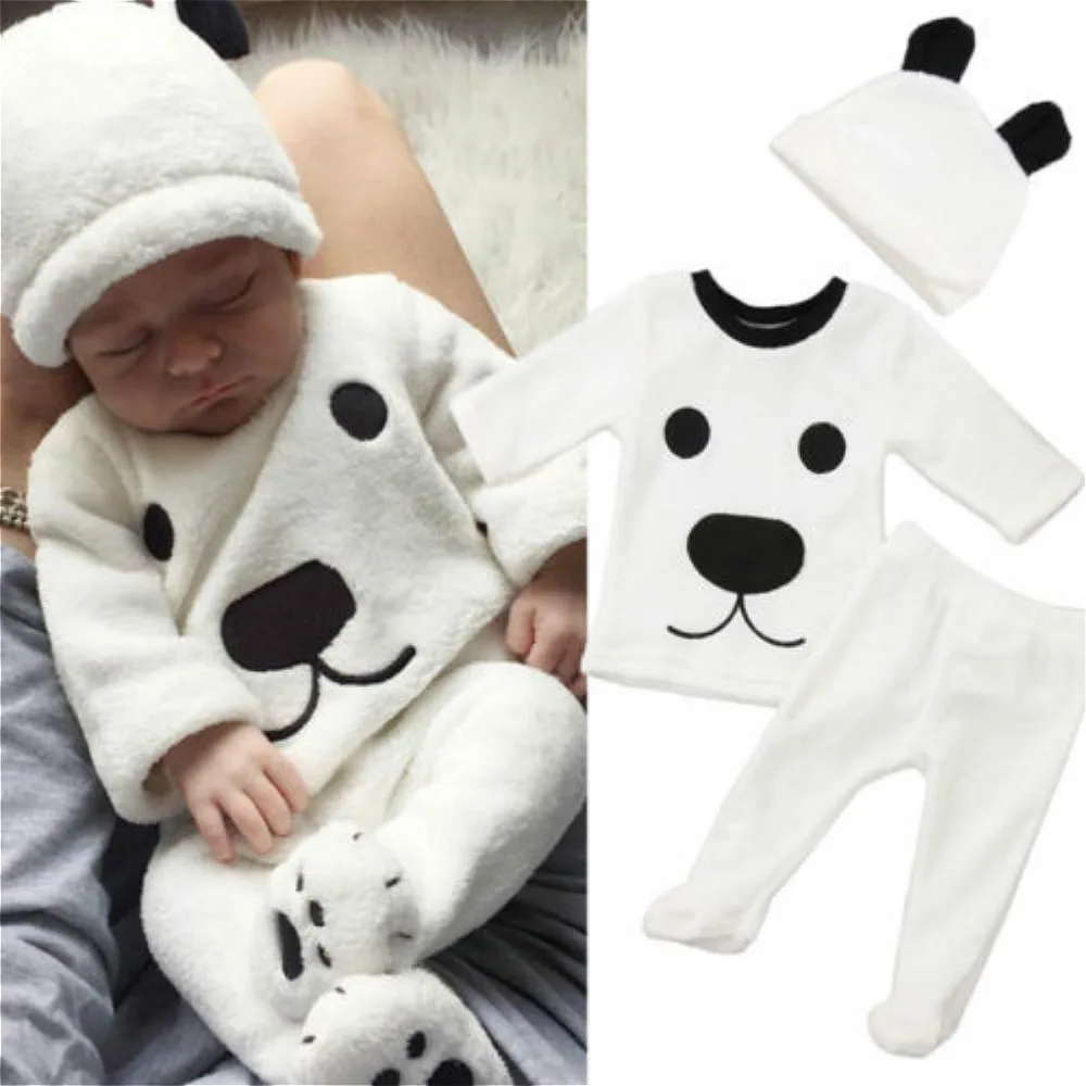 

Newborn Baby Boy Girl Clothes Winter Cartoon Fluffy Fleece Long Sleeve Top Pant Infant Toddler Baby Boy Girl Clothing Set 3pcs
