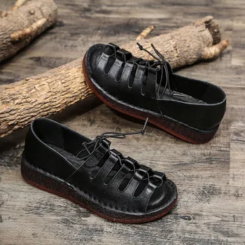 

Soft And Comfortable Genuine Leather Peep Toe Women'S Sandals New Summer Lace-Up Nice Original Handmade Women'S Shoes Female