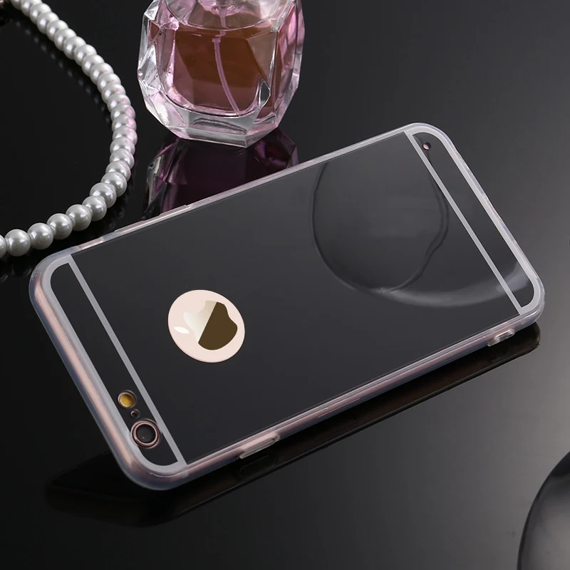Чехол для iphone Xs зеркальный чехол для iphone XS MAX XR 8 7 6 6S Plus роскошный противоударный акриловый мягкий, зеркальный, из ТПУ Силиконовые чехлы для телефонов - Цвет: black