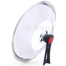 Ventana De Vidrio Templado Cubierta de Repuesto Tapa Diámetro 32 cm Wok Mango Universal de Reemplazo de Tapa de La Olla con el Sostenedor Del Soporte