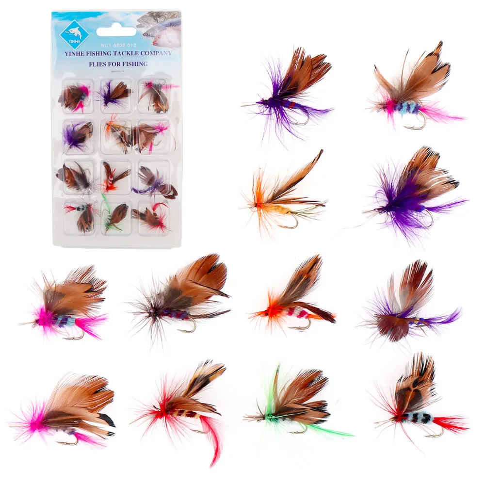 

12pcs Fly Fishing Lure Set Artificial Carp Fishing Bait Butterfly Single Hooks Carp Lure for Saltwater Bass Trout Fishing Tackle