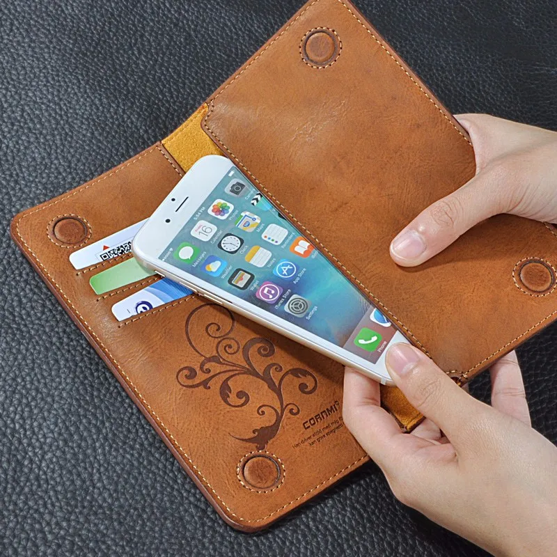 Универсальная Сумочка чехол для телефона для iPhone 7 Plus 8 X чехол для Xiaomi M6 6,0 дюймов Флип Бумажник кожаный чехол CORNMI