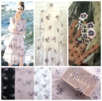 

1Y/lot black good quality Multicolor Leaves Embroidered 150CM Wide Lace Fabric Evening Dress Women Embroidery voile trim Clothes